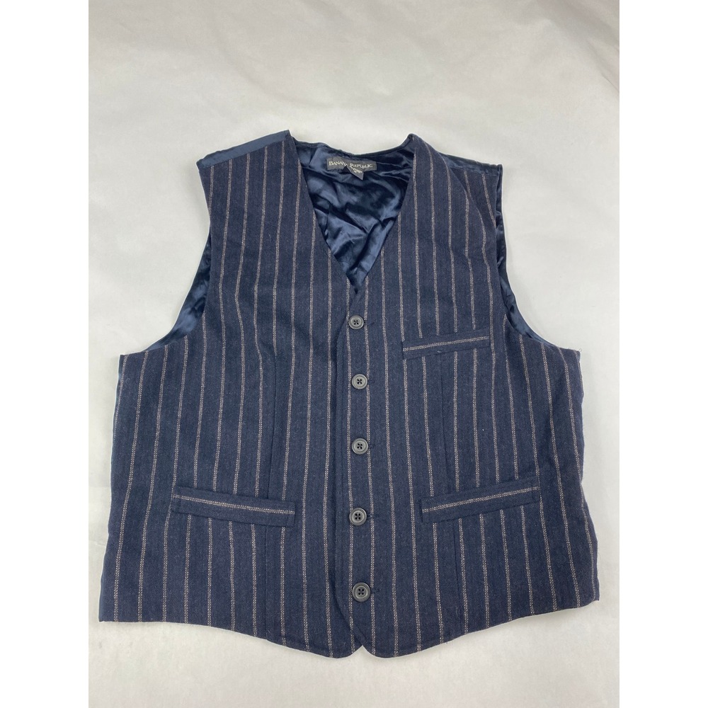 Vintage Banana Republic Suit Vest Size M Navy Blue Pinstripe